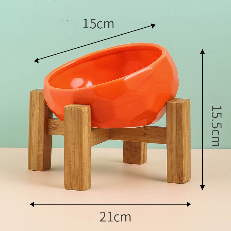 Pet Supplies Bowl Ceramic Cat Bowl Dog Bowl Oblique Mouth